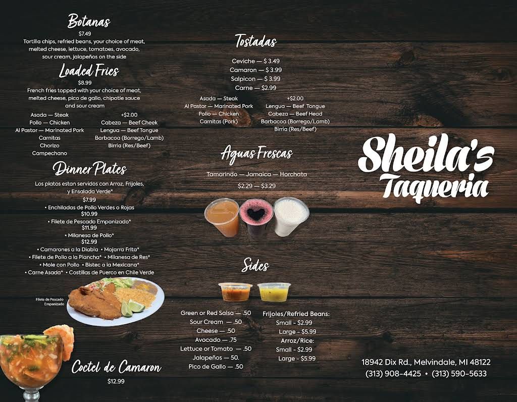 Sheila's Taqueria Menu 2